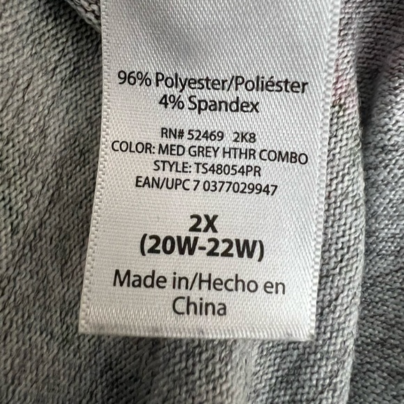 💥2/$15 Terra & Sky grey pink green brown floral ruffle trim long sleeve top 2X - Picture 10 of 11